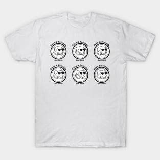 Taco & Friends Trivia Sticker Sheet Commission Black Line T-Shirt